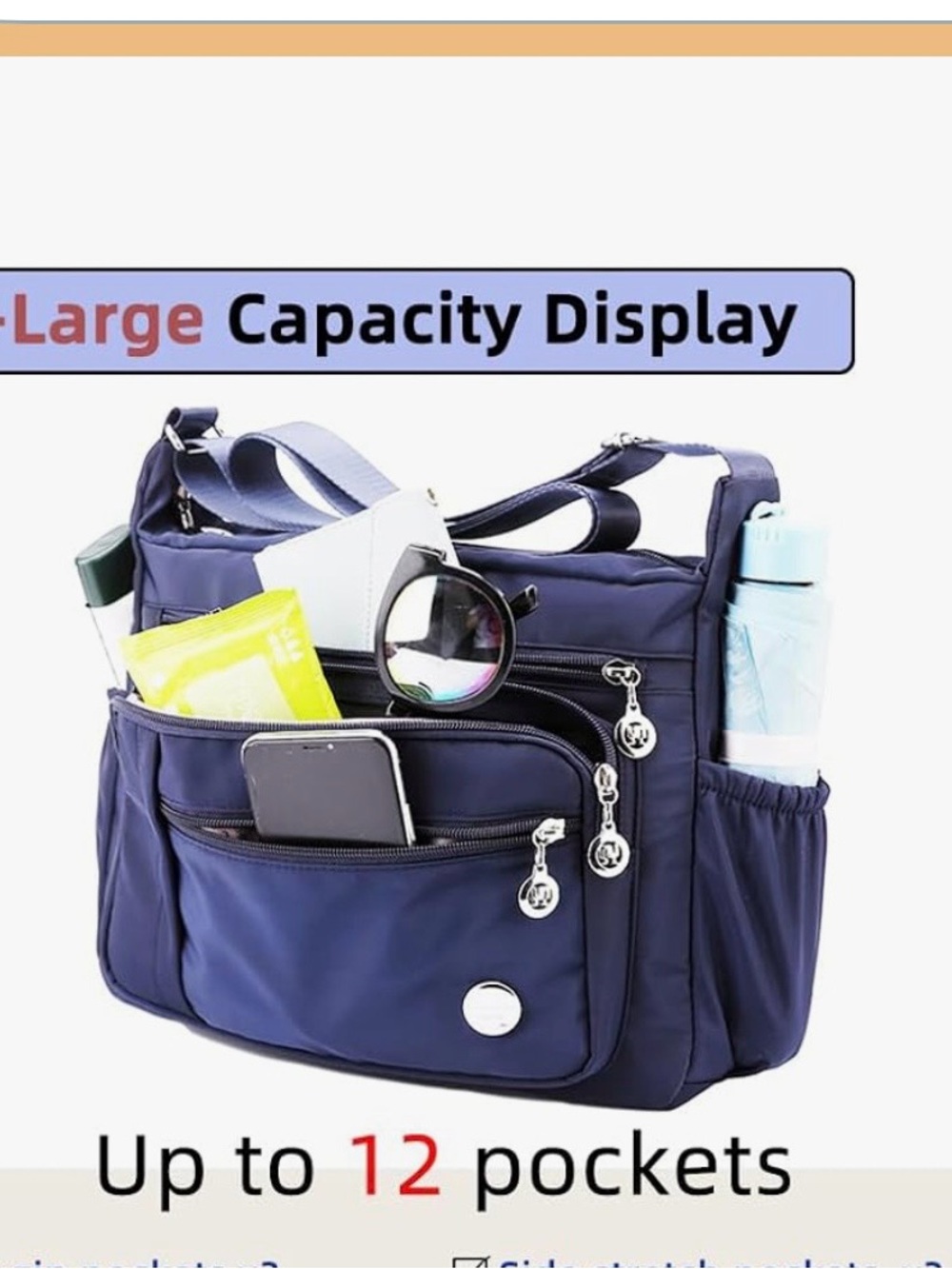 Blue Crossbody Bag for Women - Sleek Everyday Shoulder Bag - Picture 7 of 11